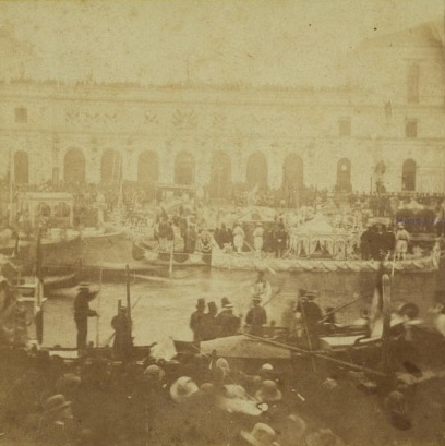 So sah der Bahnhof Santa Lucia in Venedig bei der Ankunft von König Viktor Emanuel II. 1866 aus.