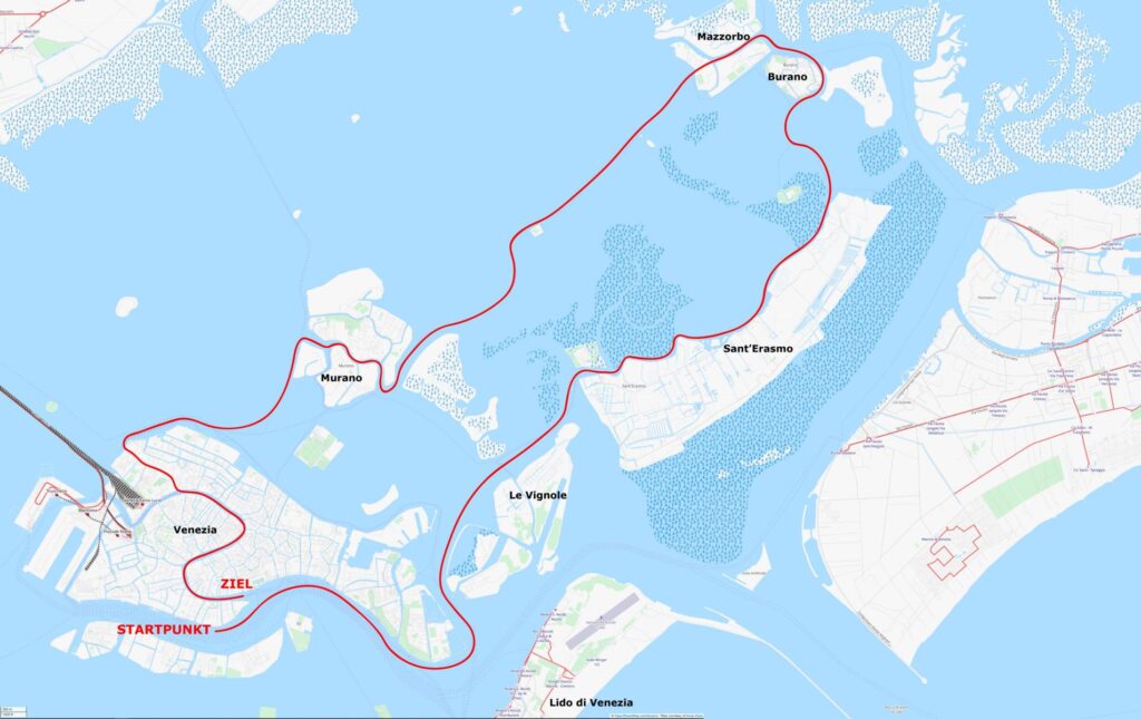 Route Vogalonga in Venedig