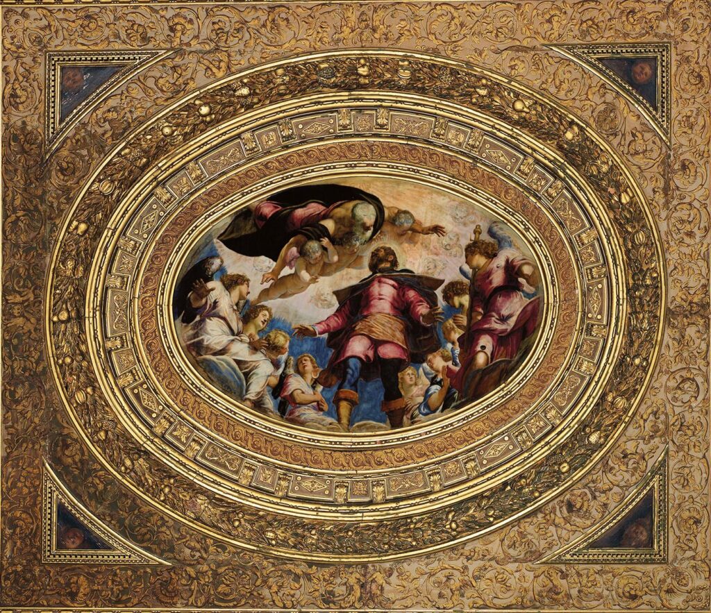 In der Scuola Grande di San Rocco in Venedig: Jacopo Tintoretto - Glorie des Heiligen Rochus von Montpellier