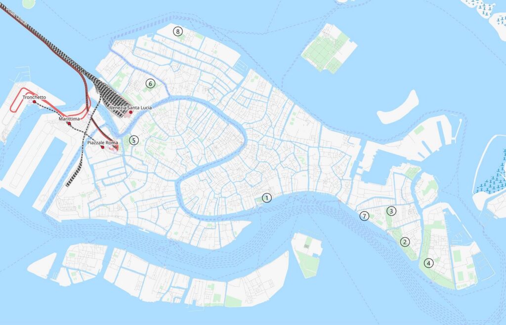 Venedig hat viele Grünflächen; in diesem Artikel liste ich die acht wichtigen auf.