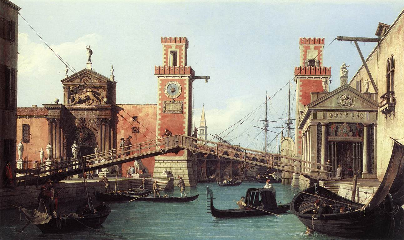 Canaletto - Blick auf den Eingang zum Arsenal von Venedig 1732