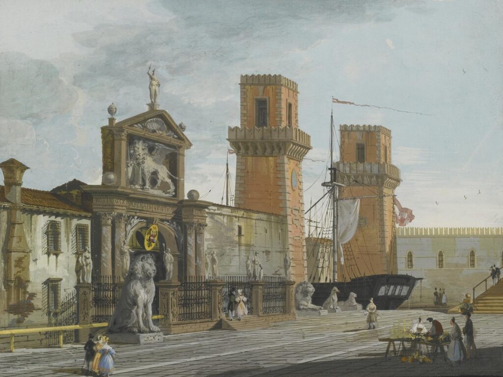 Giuseppe Bernardino Bison - Ansicht des Arsenale von Venedig um 1840