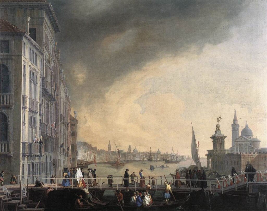 Luca Carlevarijs: Die Brücke für das Festa della Salute in Venedig