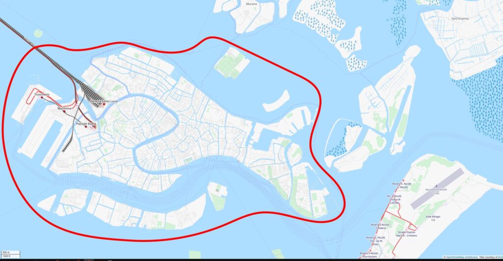 Die Definition von Altstadt, relevant für den Zugangsbeitrag für Venedig