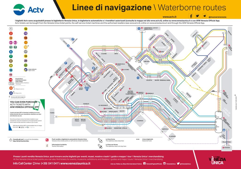 Vaporetto-Netz von Venedig 2024